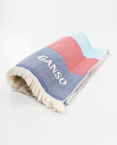 Navy Blue Red Striped Towel - Blue/Navy/Red