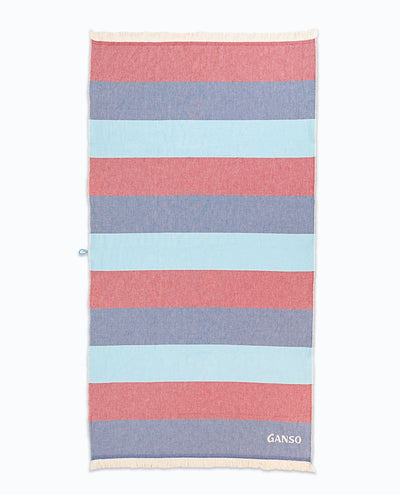 Navy Blue Red Striped Towel - Blue/Navy/Red