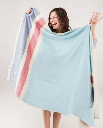 Towel with Wide Stripes - Blue Multi