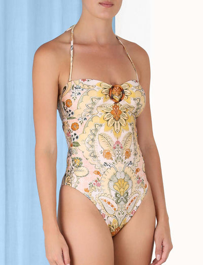 LAUREL BAMBOO RING BANDEAU 1PC - Mustard Baroque Floral