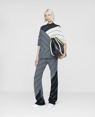 Chalk Striped Short Sleeve Jumper - Multi Gray