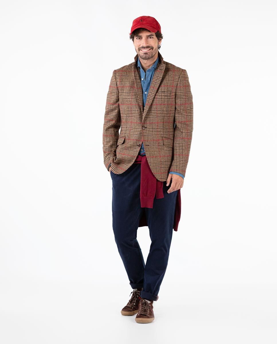 Wool Price of Wales Blazer - Red/Brown