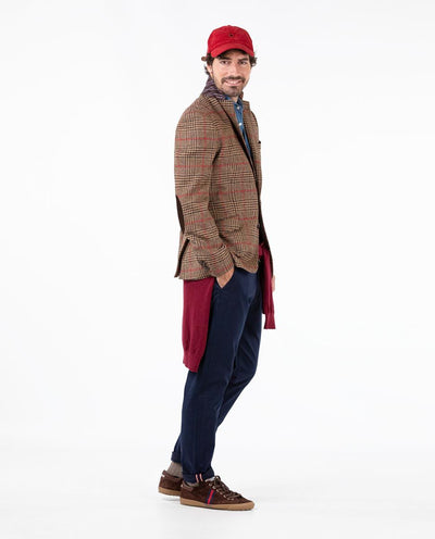 Wool Price of Wales Blazer - Red/Brown
