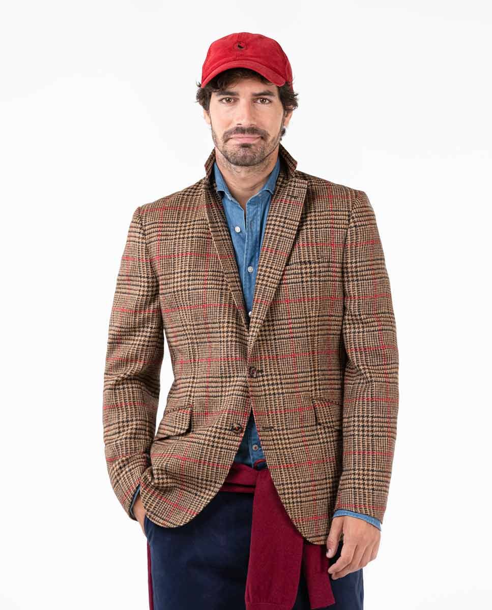Wool Price of Wales Blazer - Red/Brown