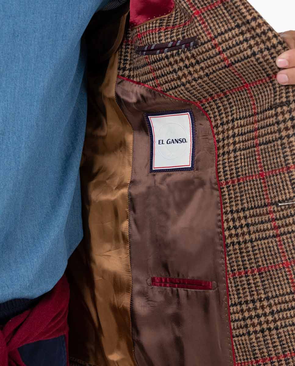 Wool Price of Wales Blazer - Red/Brown