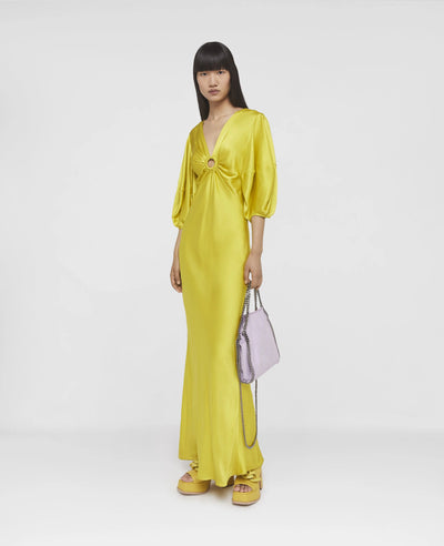Rewild Doodle Print Double Satin Maxi Dress - Sunflower Yellow