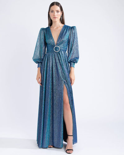 Maci Dress - Blue Metallic