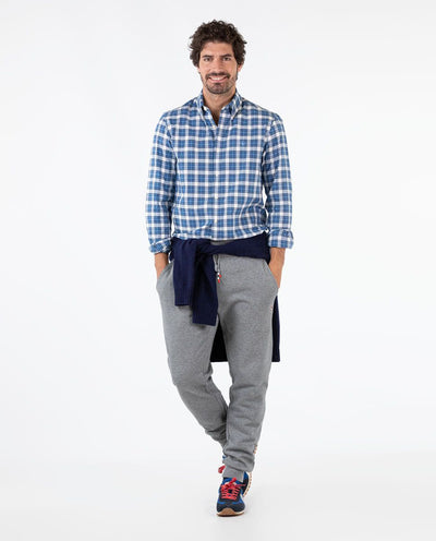 Plaid Basket Weave Shirt - Navy Blue
