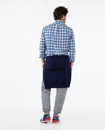 Plaid Basket Weave Shirt - Navy Blue