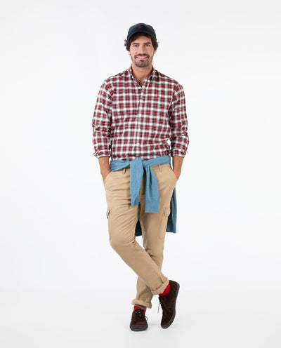 Plaid Basket Weave Shirt - Red/Navy