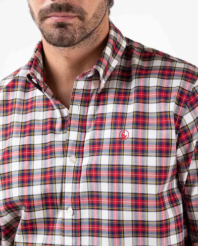 Plaid Basket Weave Shirt - Red/Navy