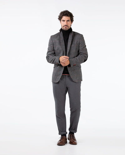 Houndstooth Blazer - Grey