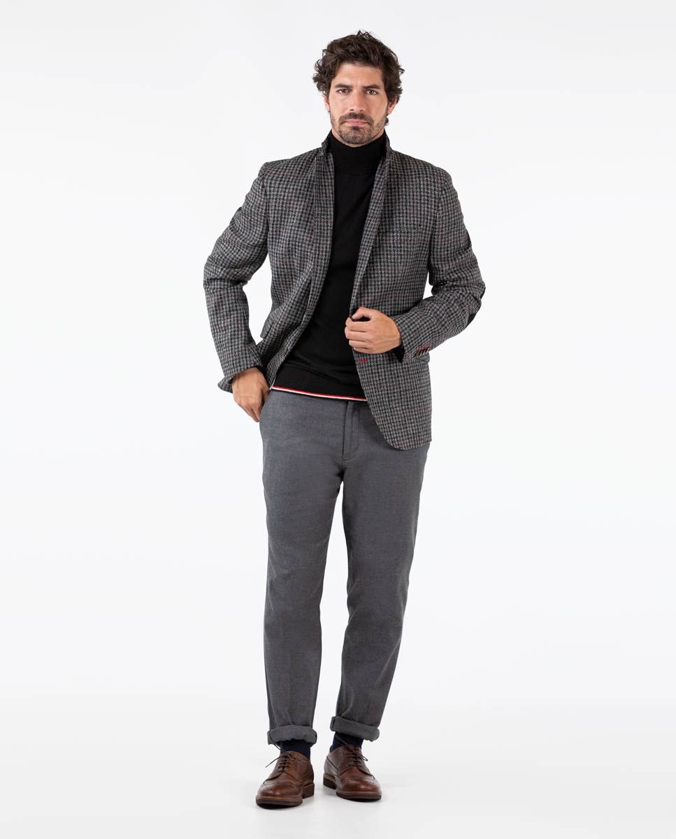 Houndstooth Blazer - Grey