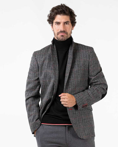 Houndstooth Blazer - Grey