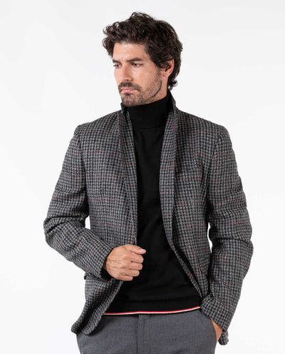 Houndstooth Blazer - Grey