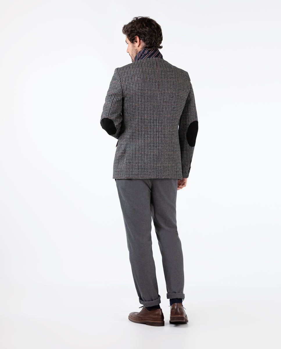 Houndstooth Blazer - Grey