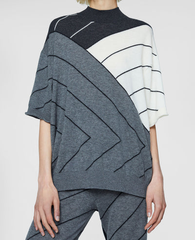 Chalk Striped Short Sleeve Jumper - Multi Gray