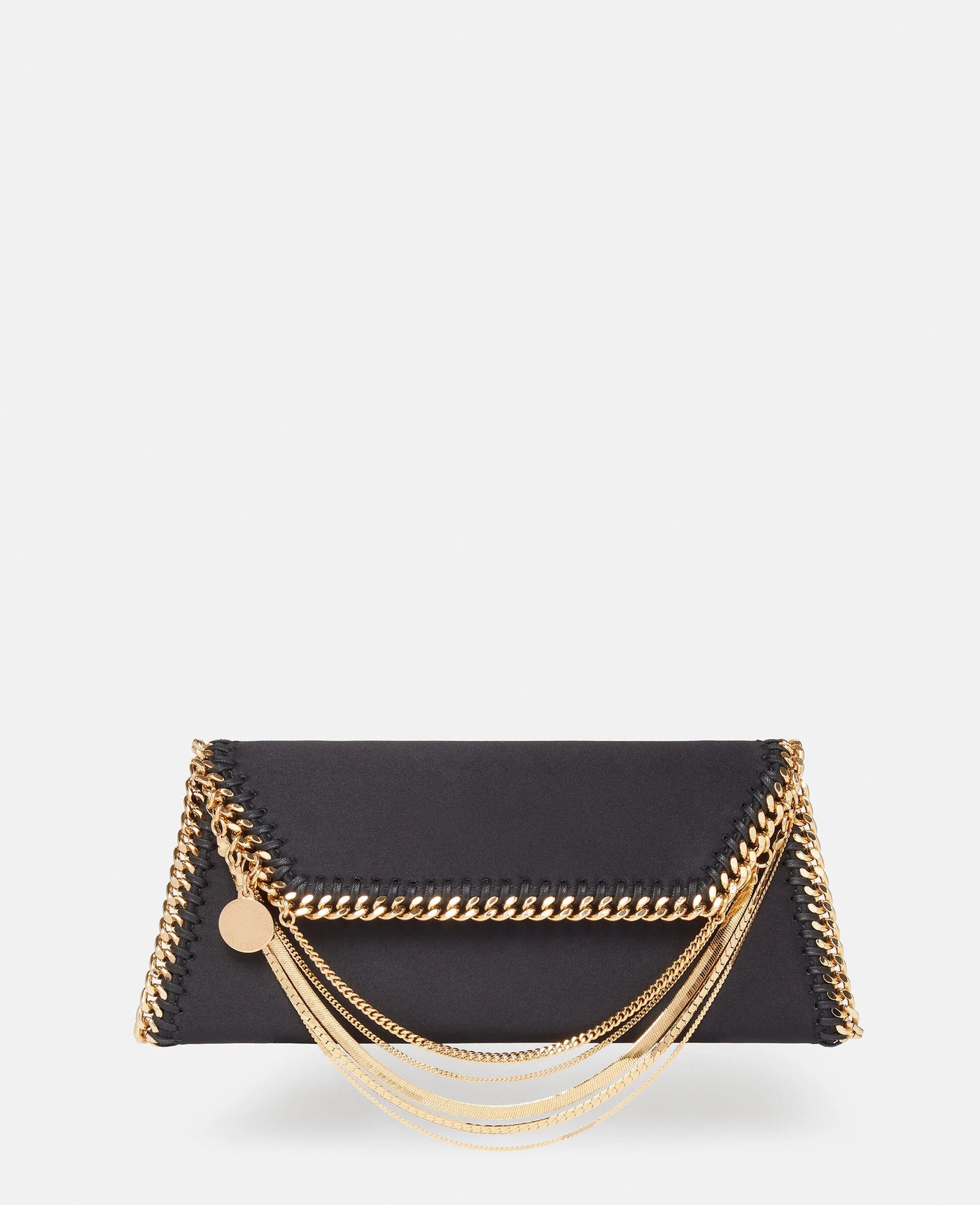 Falabella Multi-Chain Satin Clutch - Black