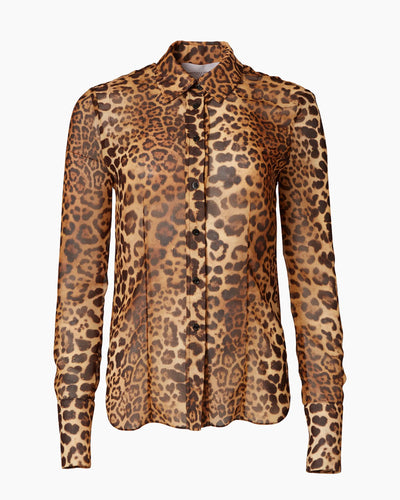 Leopard Print Chiffon Shirt