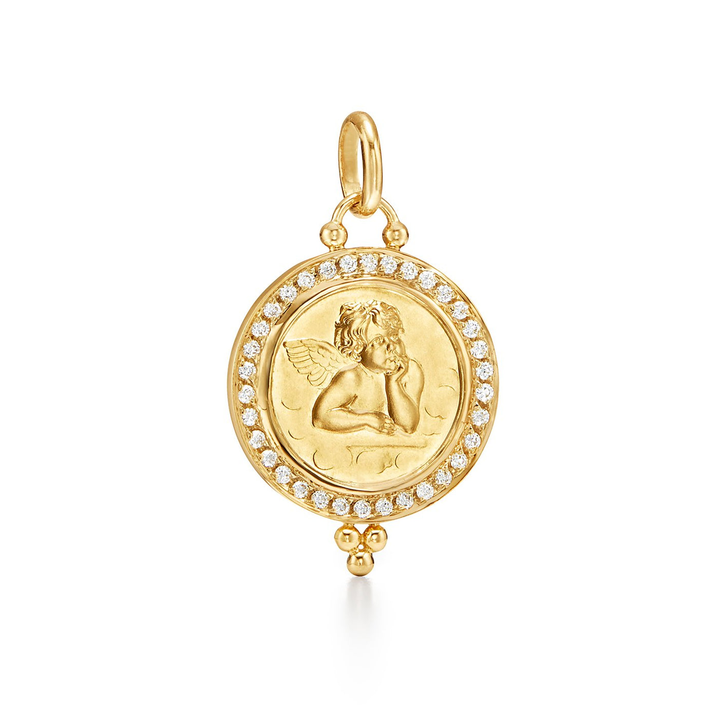 18K Medium Angel Pendant With Pavé Diamonds 16mm