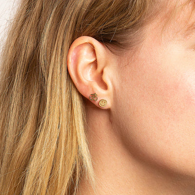 14k TINY HAPPY FACE STUDS - Yellow Gold
