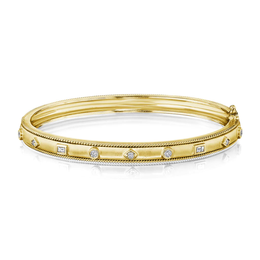18k Mixed Shape Amulet Bangle - yellow gold