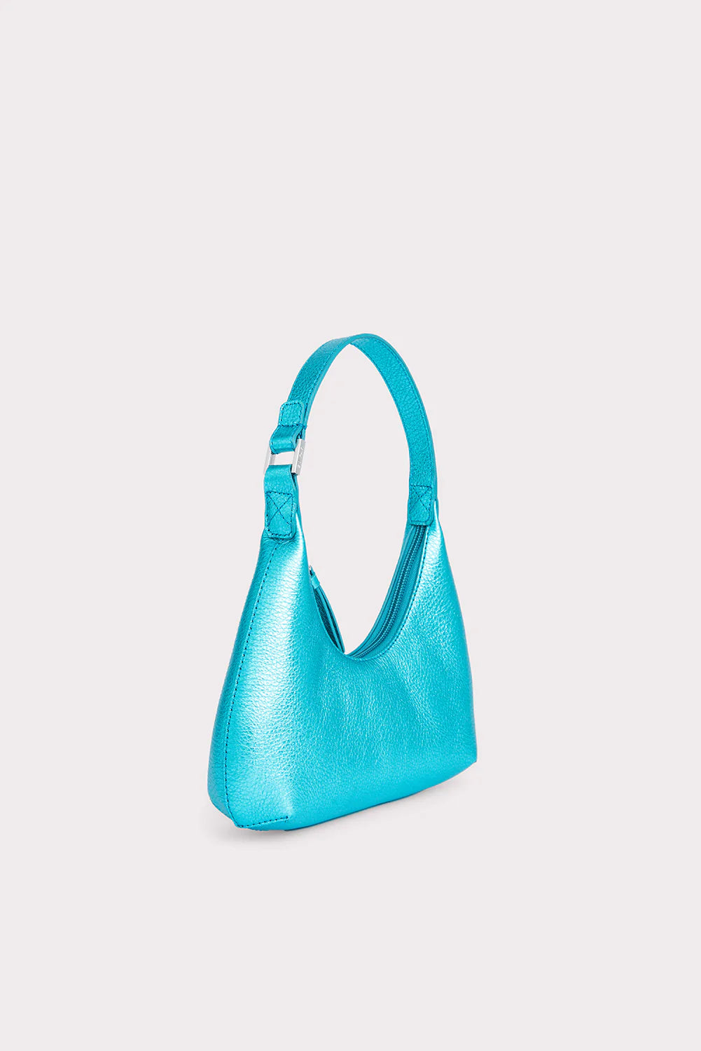 BABY AMBER METALLIC LEATHER HANDBAG - aqua
