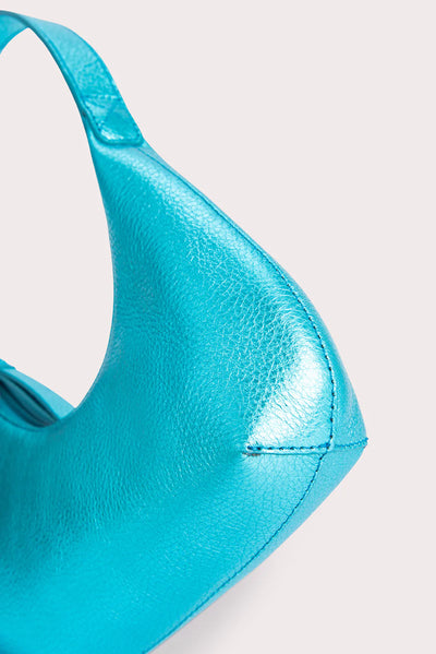 BABY AMBER METALLIC LEATHER HANDBAG - aqua