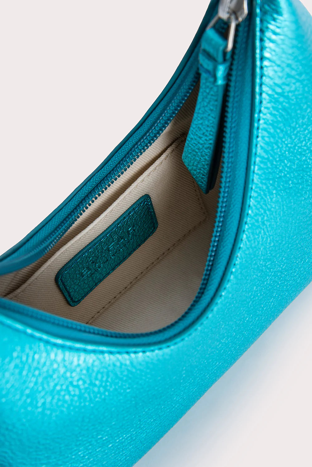 BABY AMBER METALLIC LEATHER HANDBAG - aqua
