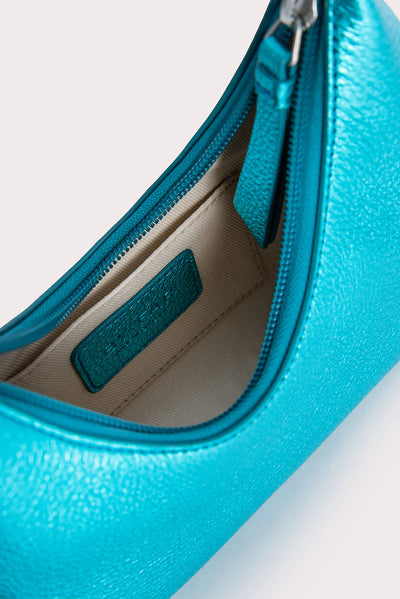 BABY AMBER METALLIC LEATHER HANDBAG - aqua