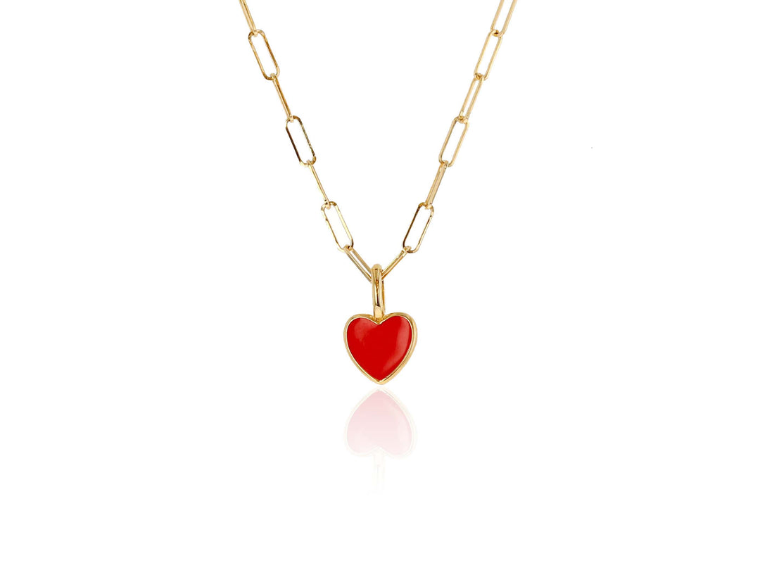 14K Mini Red Heart Charm - Yellow Gold