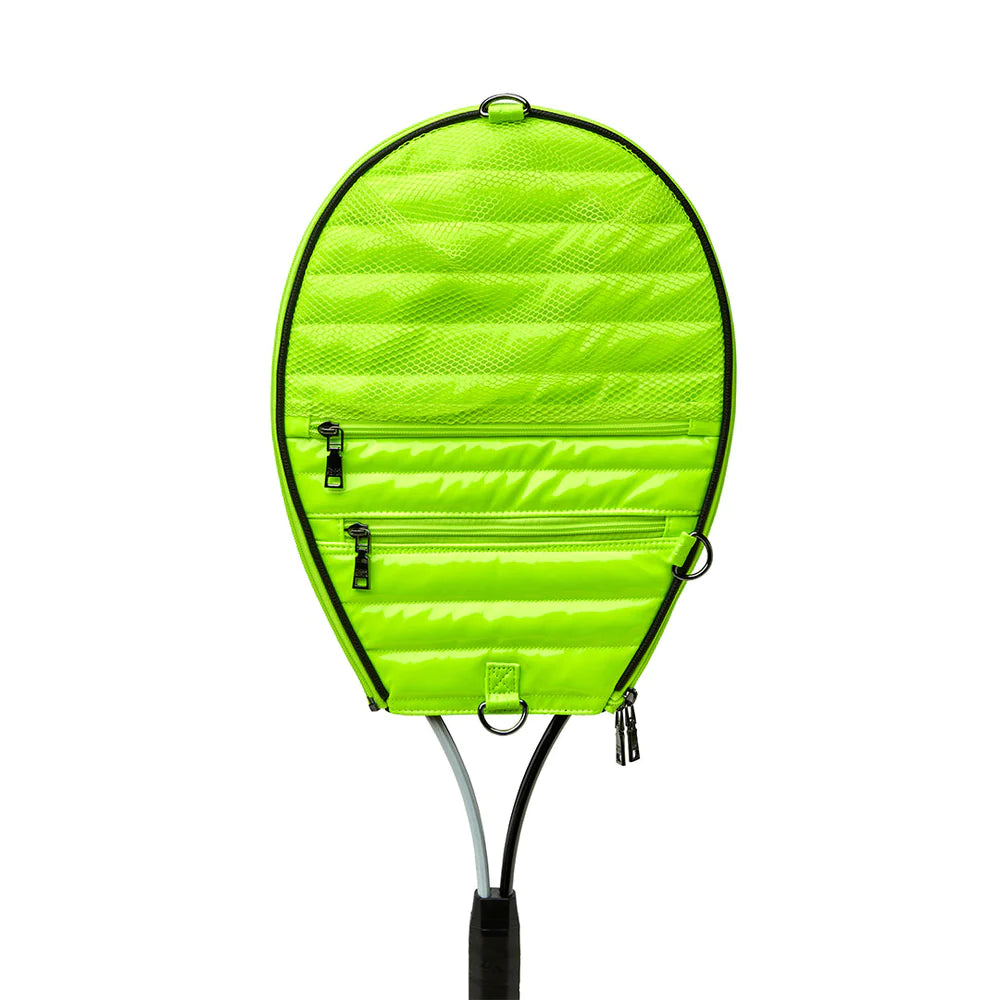 YOU ARE THE CHAMPION TENNIS BAG - Neon Yellow Patent