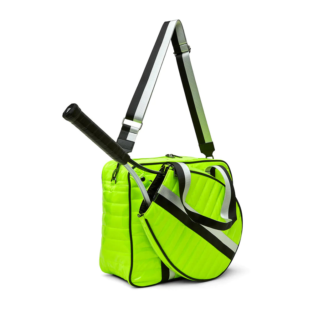 YOU ARE THE CHAMPION TENNIS BAG - Neon Yellow Patent
