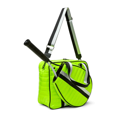 YOU ARE THE CHAMPION TENNIS BAG - Neon Yellow Patent