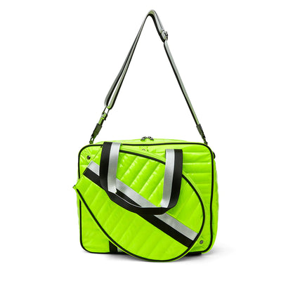 YOU ARE THE CHAMPION TENNIS BAG - Neon Yellow Patent