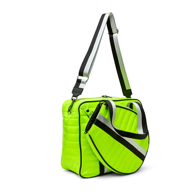 YOU ARE THE CHAMPION TENNIS BAG - Neon Yellow Patent