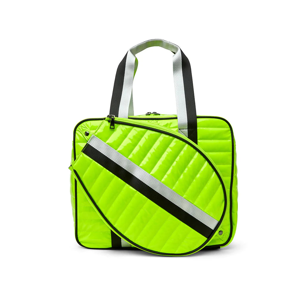 YOU ARE THE CHAMPION TENNIS BAG - Neon Yellow Patent