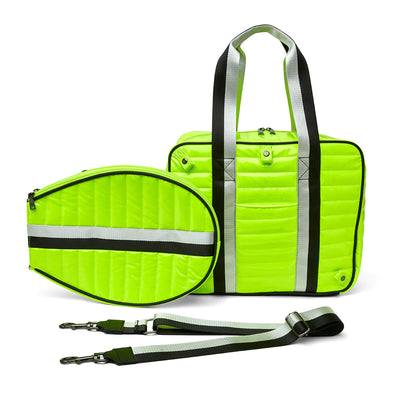 YOU ARE THE CHAMPION TENNIS BAG - Neon Yellow Patent