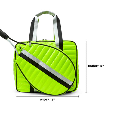 YOU ARE THE CHAMPION TENNIS BAG - Neon Yellow Patent