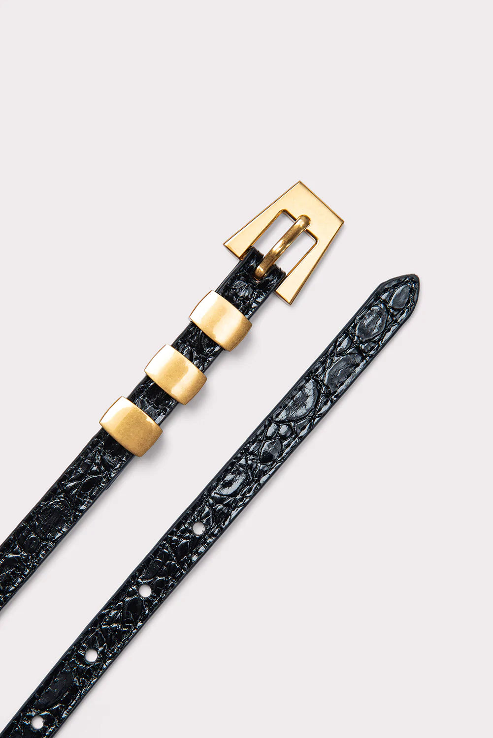 BY FAR 21PFVICSBLCCE VIC CROC EMBossed BELT - black