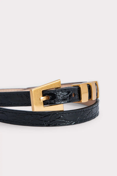 BY FAR 21PFVICSBLCCE VIC CROC EMBossed BELT - black