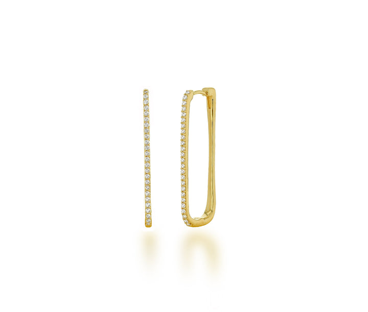 Large Diamond Square Hoop - Yellow Gold