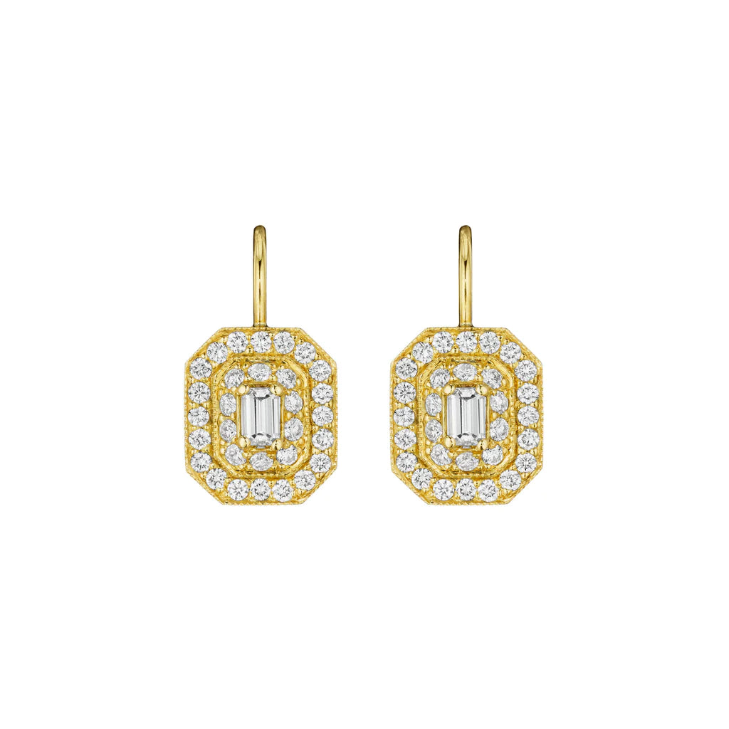 18K Petite Art Deco Earrings - Yellow Gold