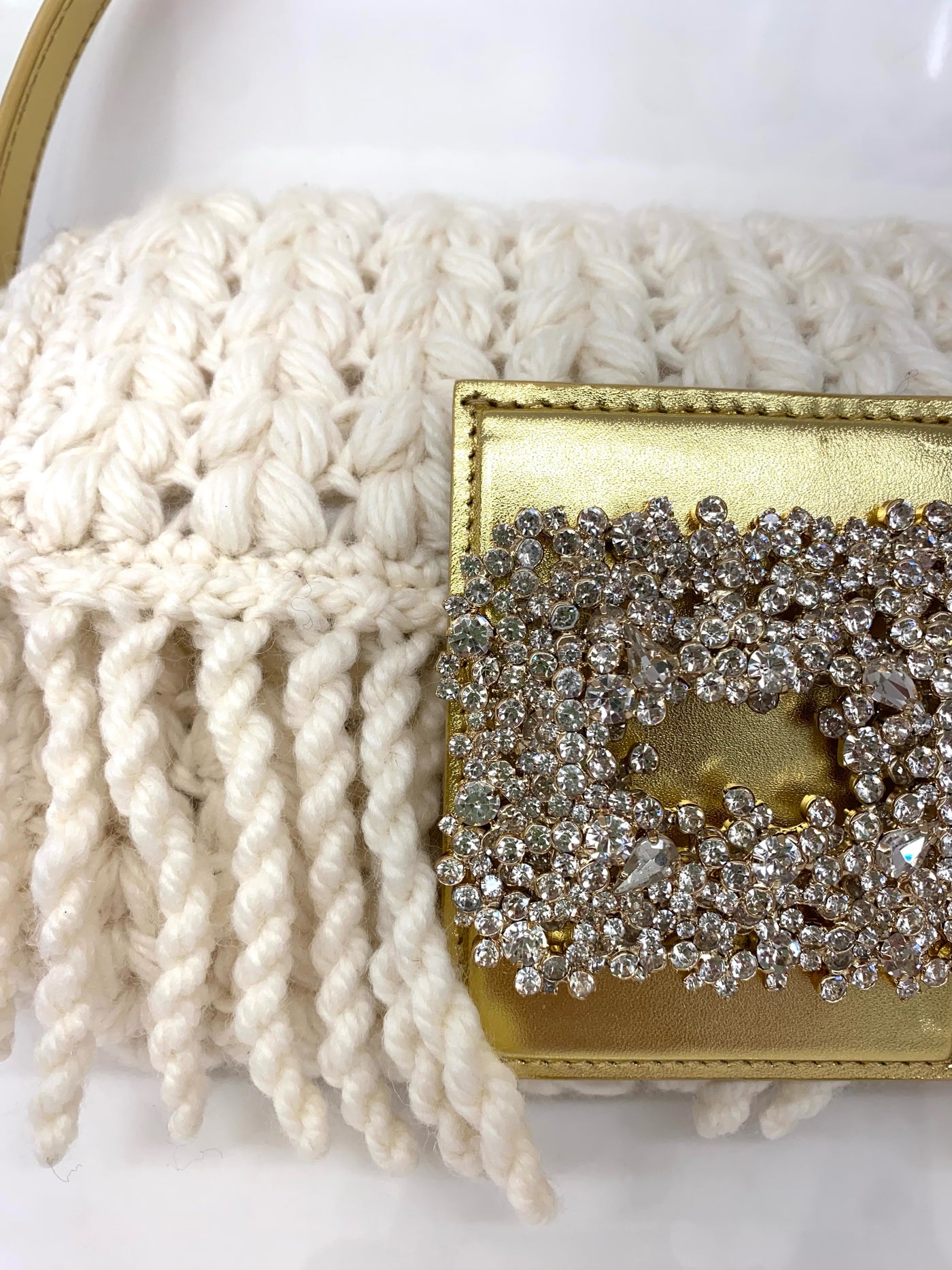 MIA CROCHET FRINGE BAG - ivory