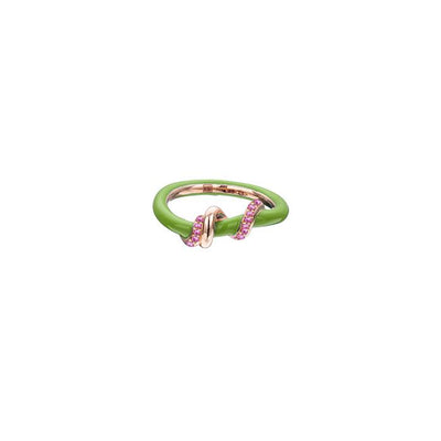 Pave Baby Vine Stacking Ring - Green/Fuchsia Sapphire