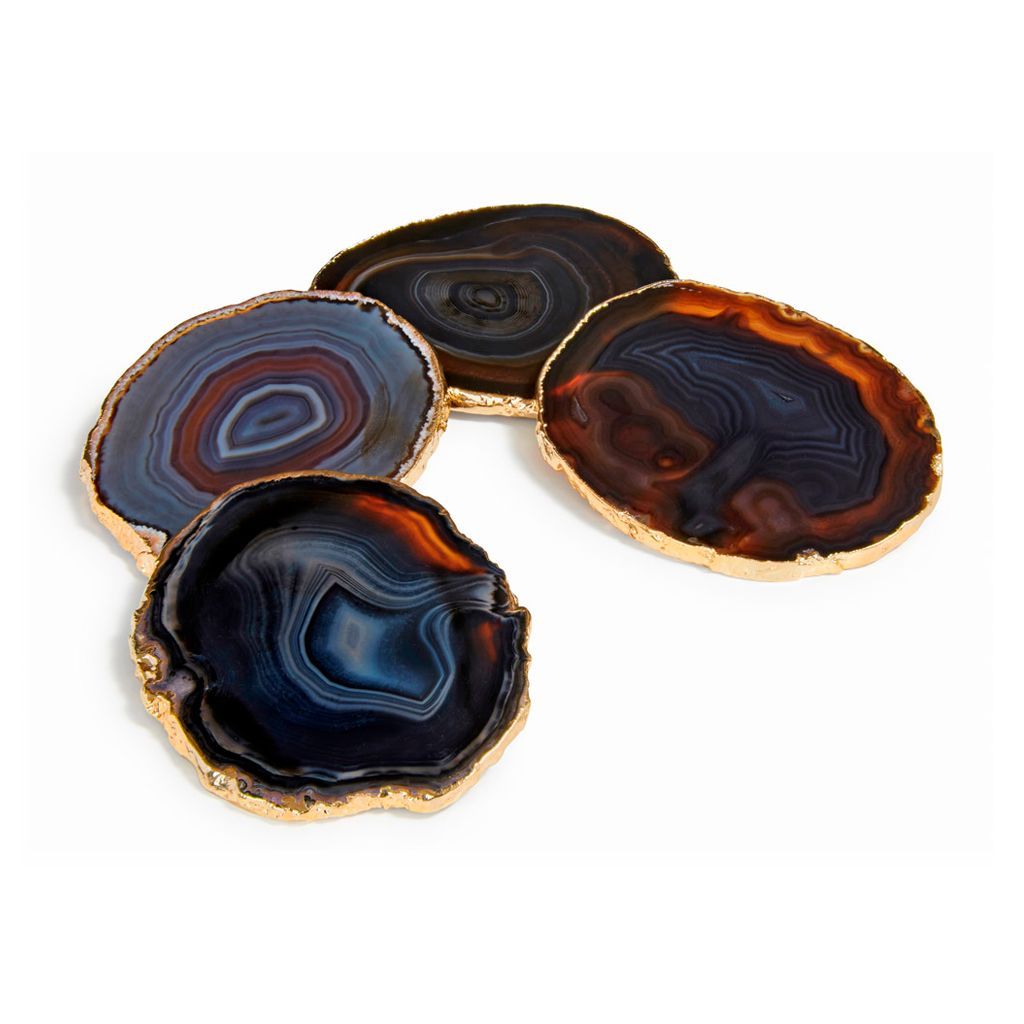 Lumino Gemstone Coasters (4) - Midnight Agate/24k Gold