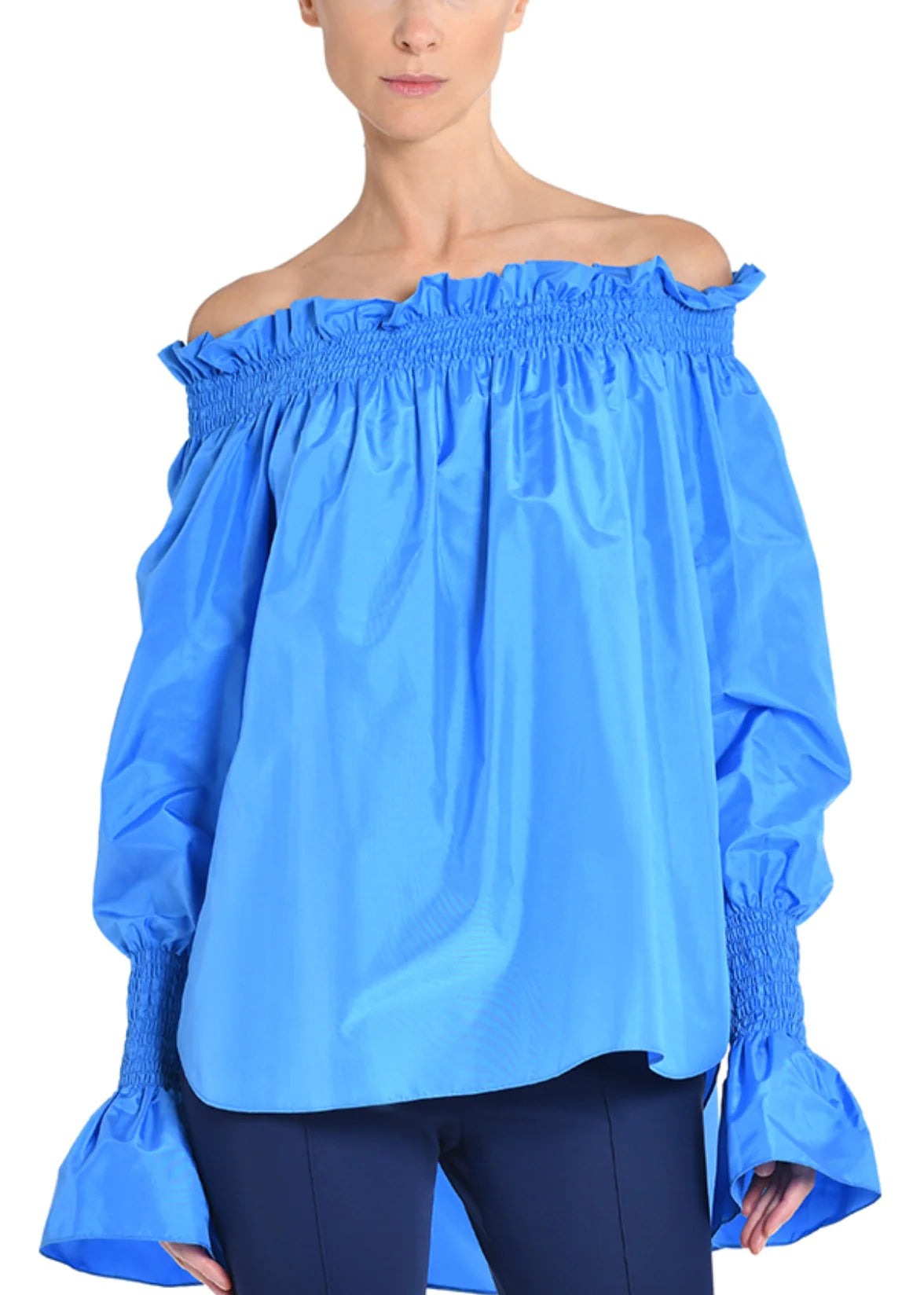 Sadé Top In Silk Taffeta - Cerulean