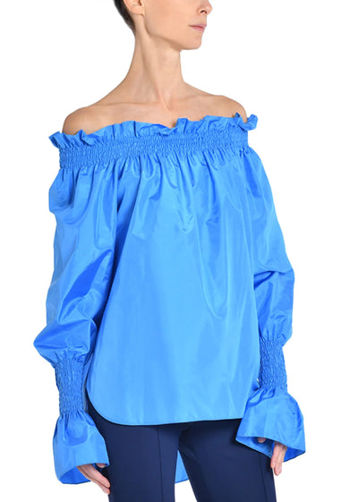 Sadé Top In Silk Taffeta - Cerulean