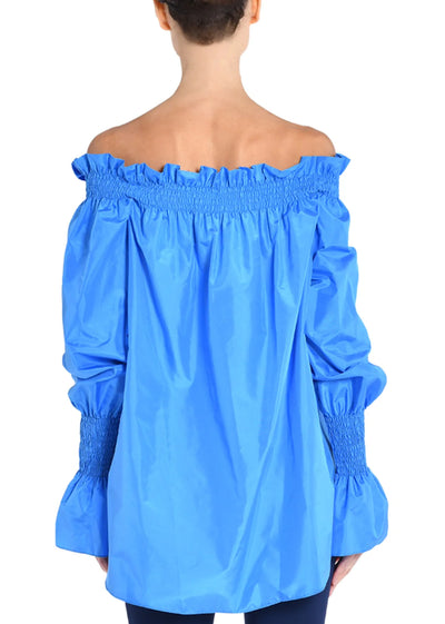 Sadé Top In Silk Taffeta - Cerulean