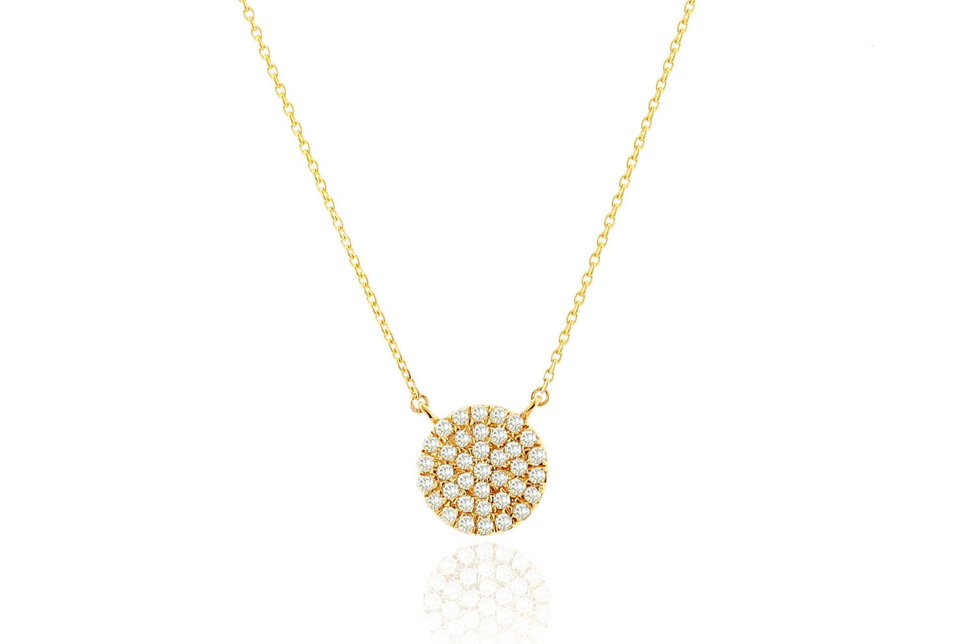 14K Mini Diamond Pave Circle Necklace - Yellow Gold